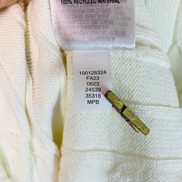 Club Room Off White Quarter Zip Cotton Blend Cable Knit Sweater Men’s XL NWT - Picture 7 of 7